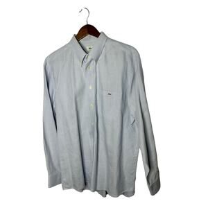 Lacoste mens size 44 XL Button down long sleeve dress shirt blue